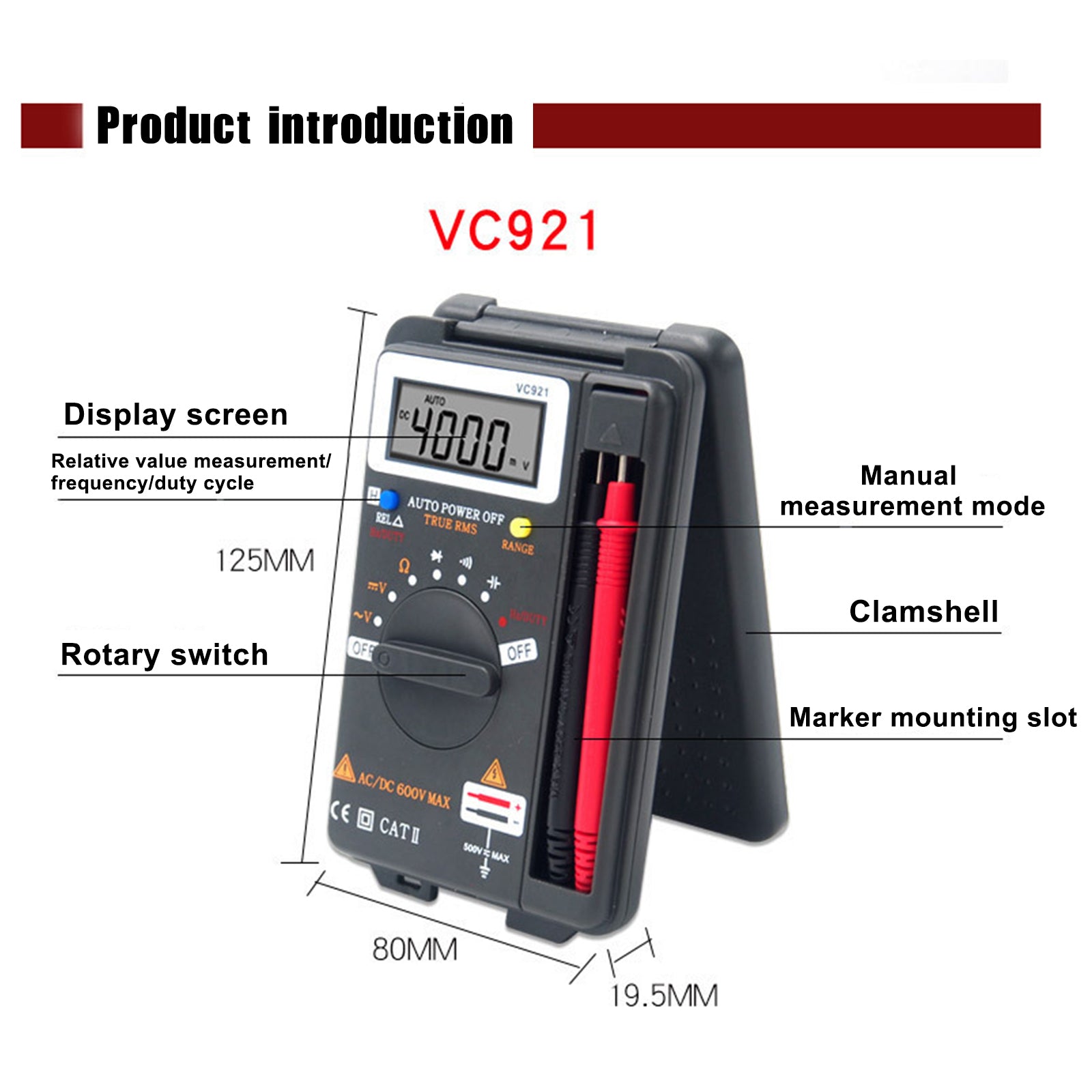 VC921 Poche Portable Intégrée Multimètre De Fréquence Numérique