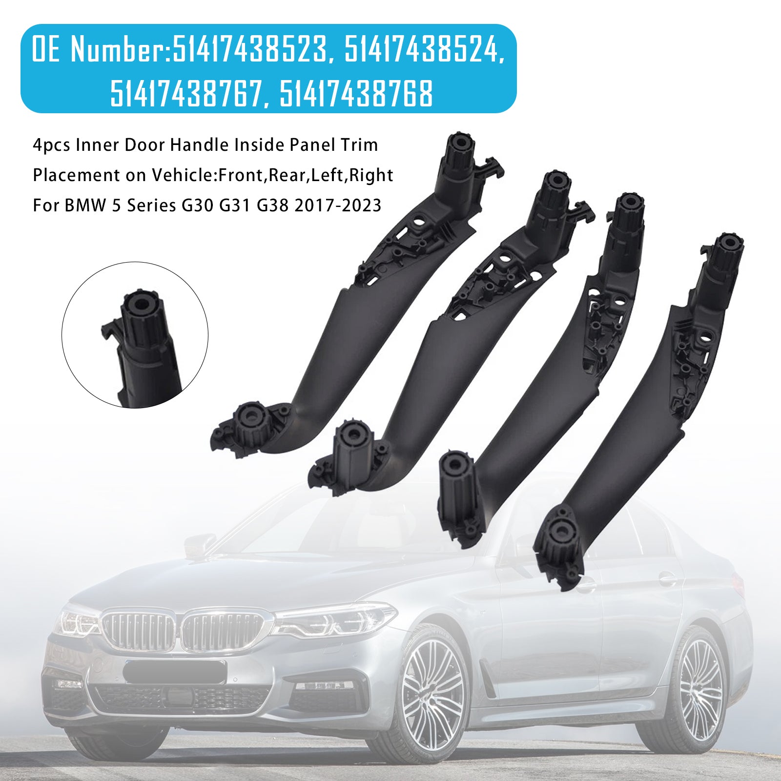 Garniture de panneau intérieur de poignée de porte pour BMW Série 5 G30 G31 G38 2017-2023