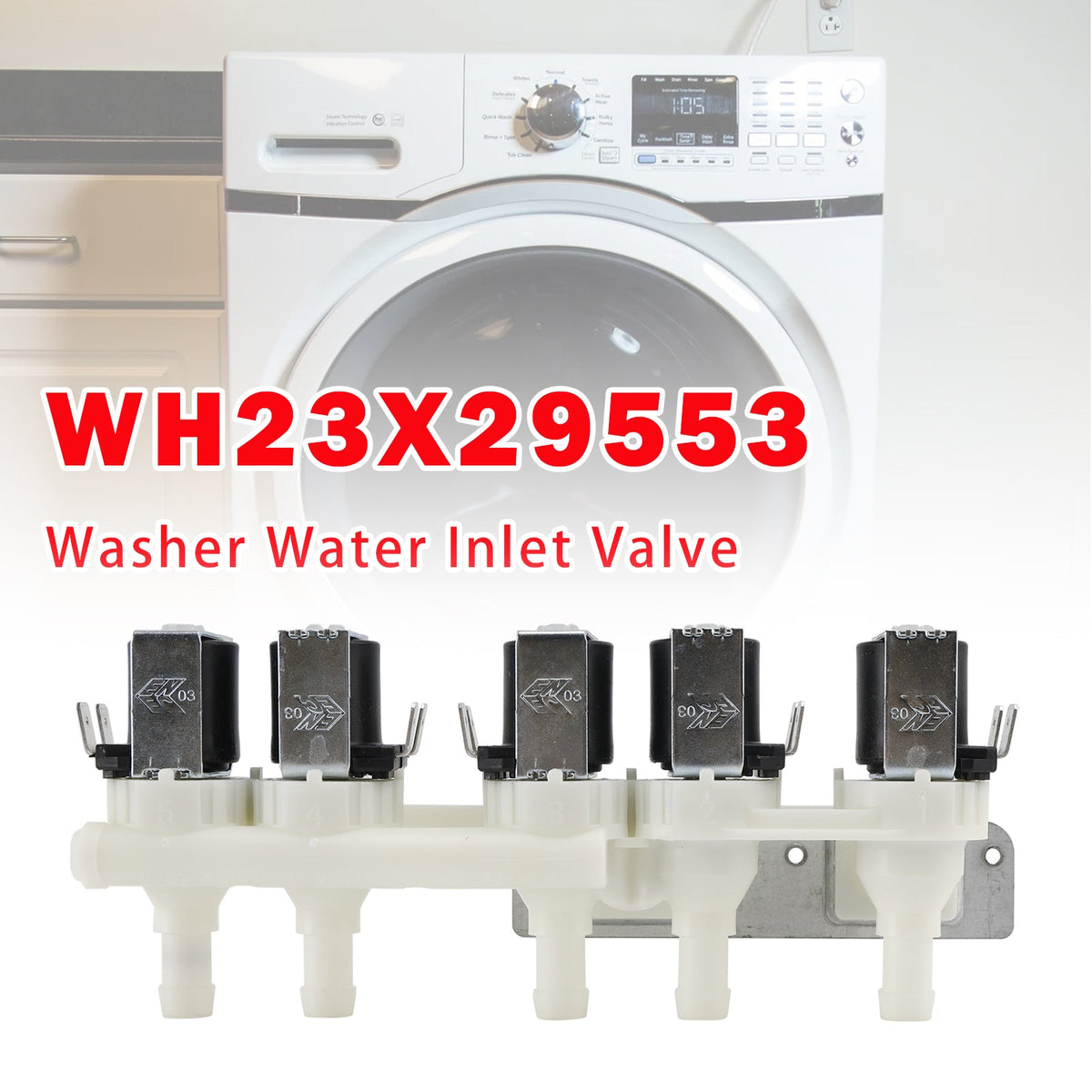 Électrovanne d'arrivée d'eau WH23X29553 pour lave-linge GE