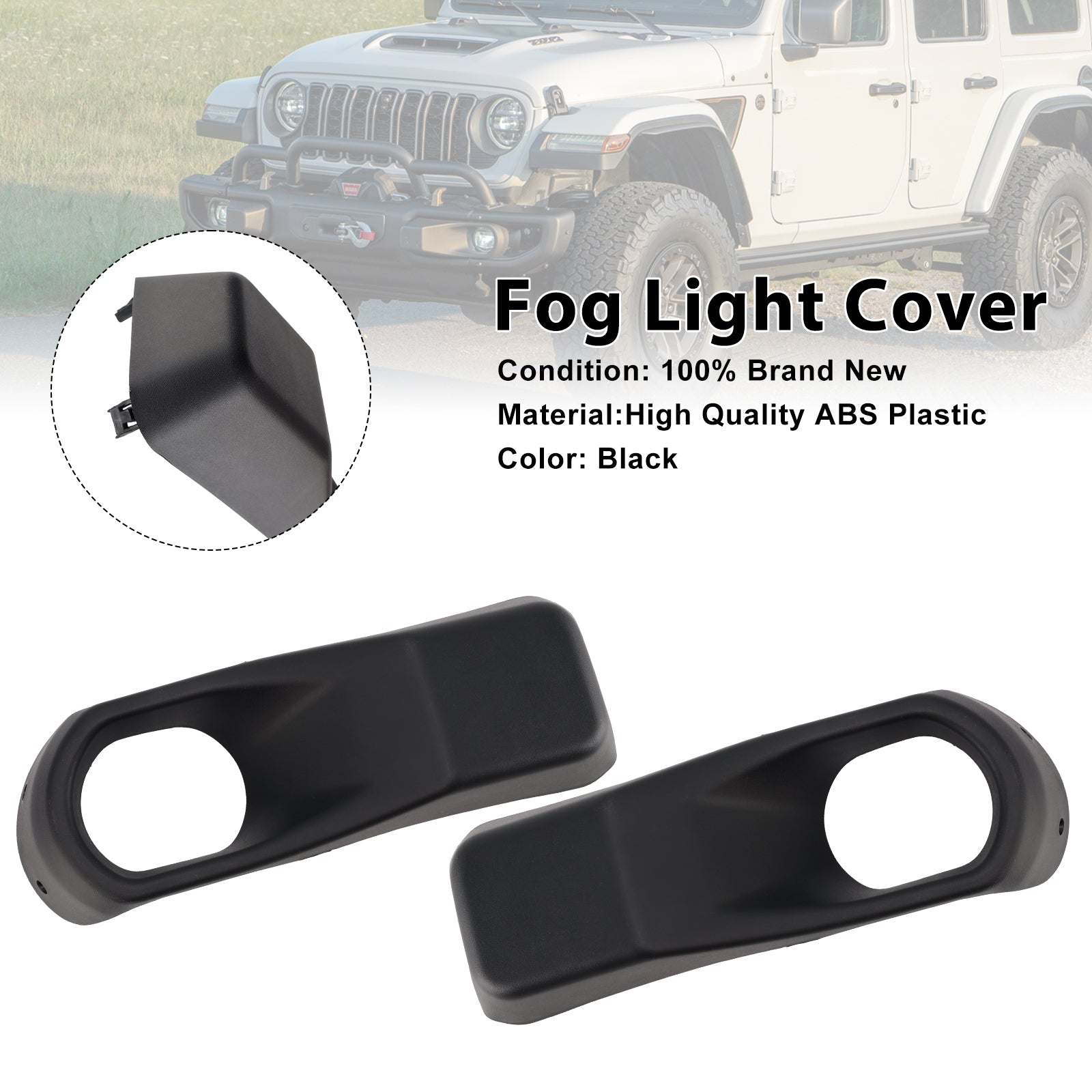 Paire de garnitures de phares antibrouillard pour Jeep Wrangler JL Gladiator 2018-2025 68295558AA