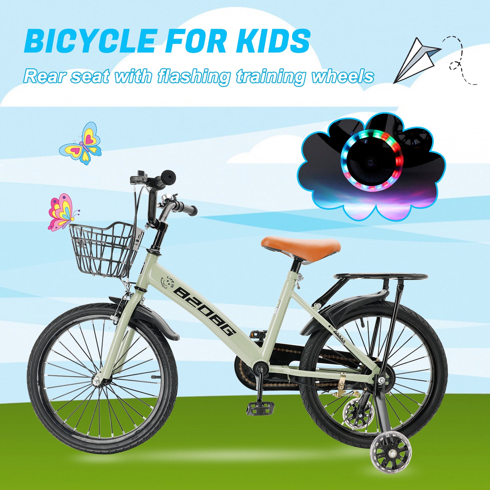 18 inches Kid's Bicycle BMX Child Bike for Ages 7-9 Years with auxiliary wheels