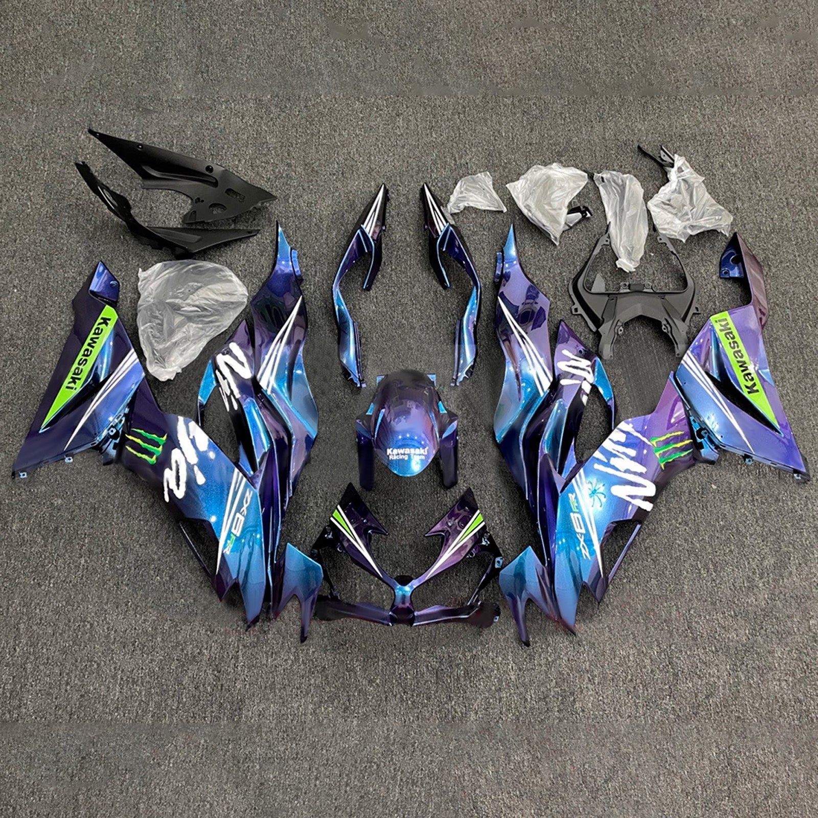 Kit de carénage injecté en plastique ABS compatible avec Kawasaki ZX6R 2019-2023