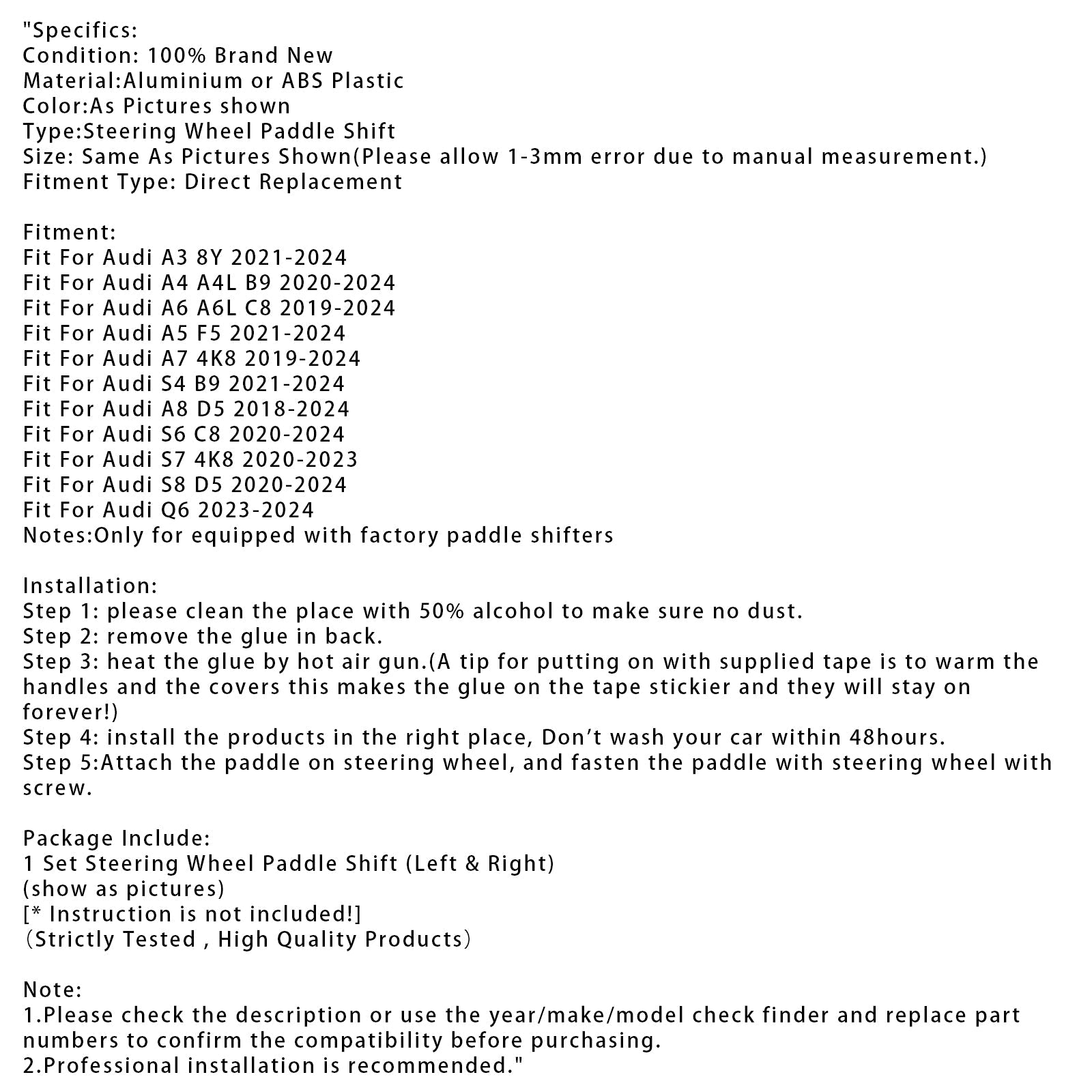 Volante de dirección de la extensión del cambio de velocidad para Audi A3 A4 A6
