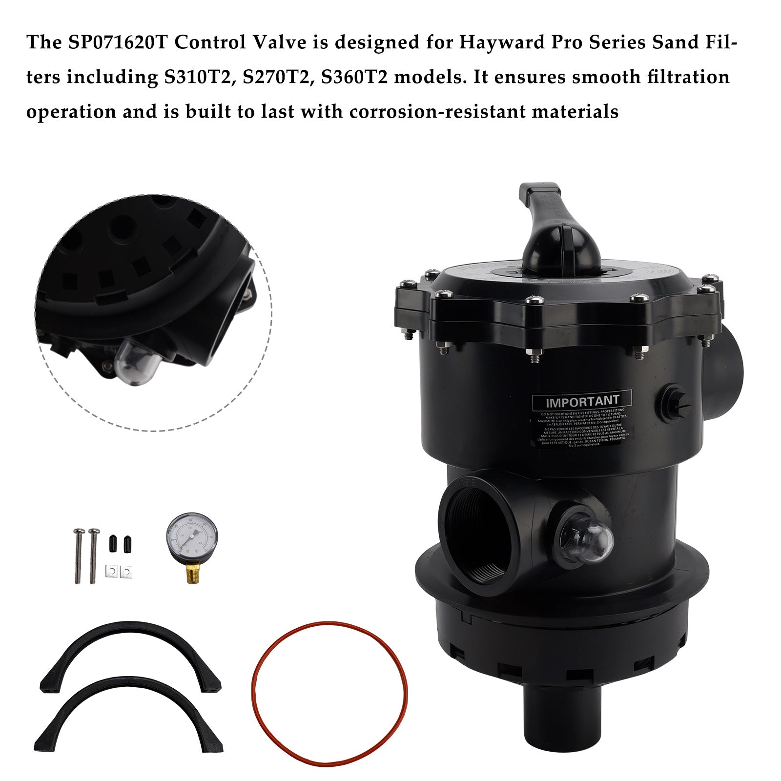SP071620T VariFlo Vanne multiport à montage supérieur pour Hayward Pro Series S S310T2