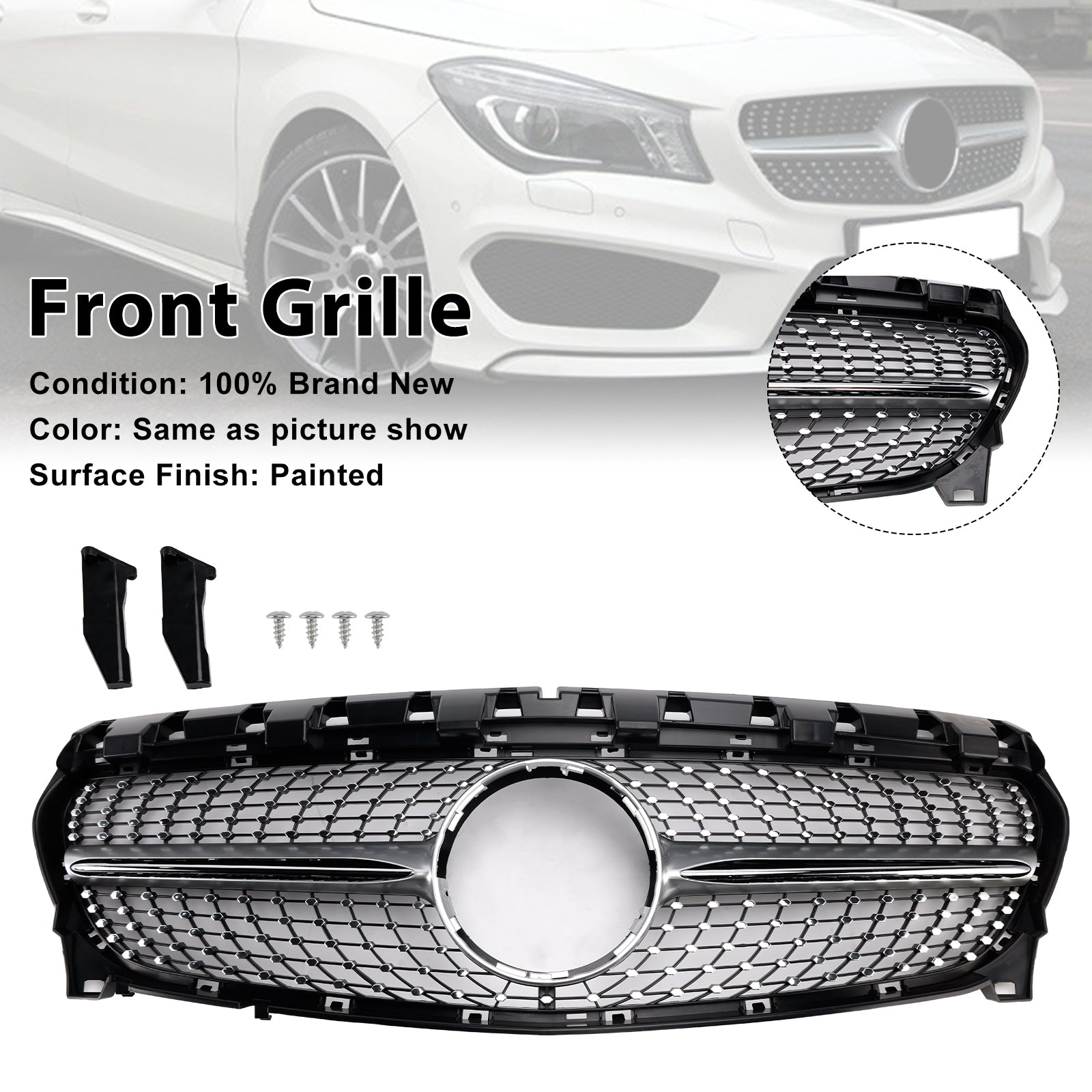 Diamond Front Grill Grille Pour Mercedes-Benz CLA-Class W117 CLA250 2013-2019
