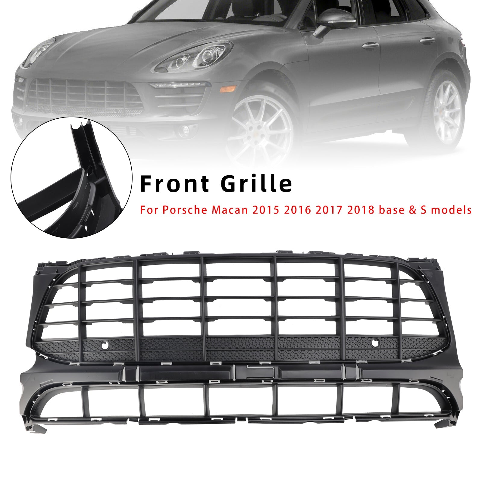 Grid de parachoques delantero negro Porsche Macan 2015-2018 95B807683H1E0