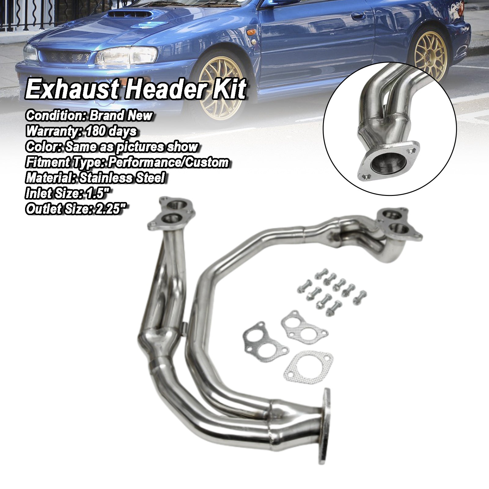 RVS uitlaatspruitstuk voor Subaru Impreza 2.5RS (1997-2005)