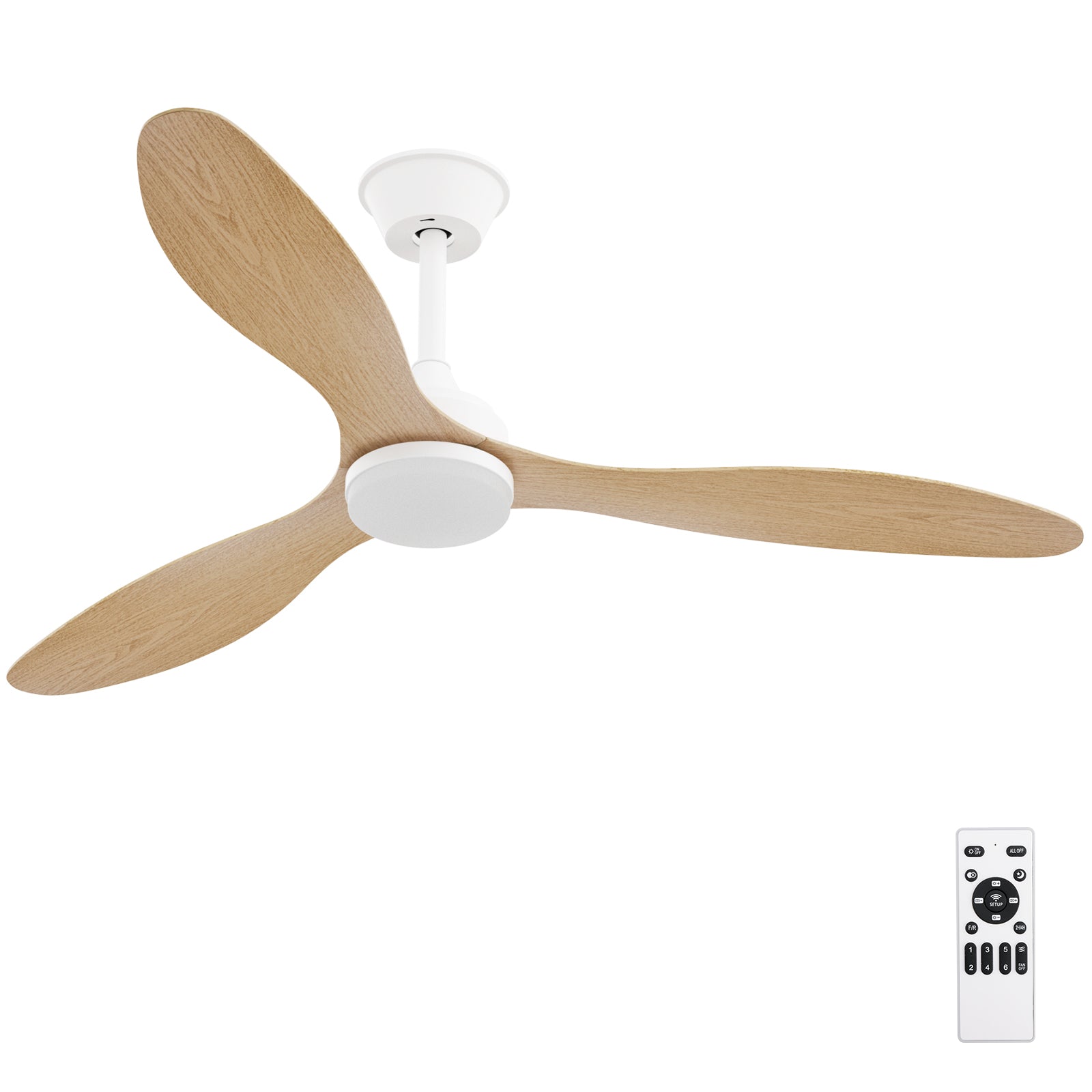 Noir-Blanc 6 vitesses Ventilateur moderne 52" avec lumière télécommande
