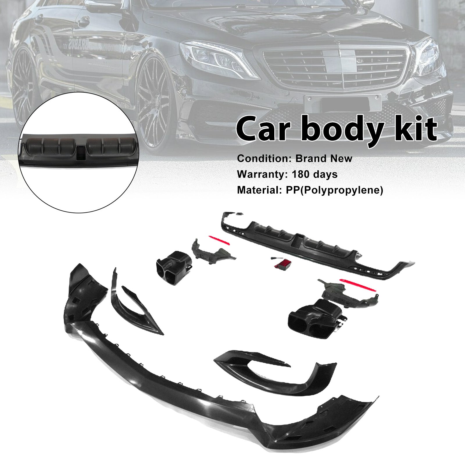 Kit carrosserie B700 pour pare-chocs avant compatible avec Mercedes-Benz Classe S W222 S500 S600 (2014-2017).