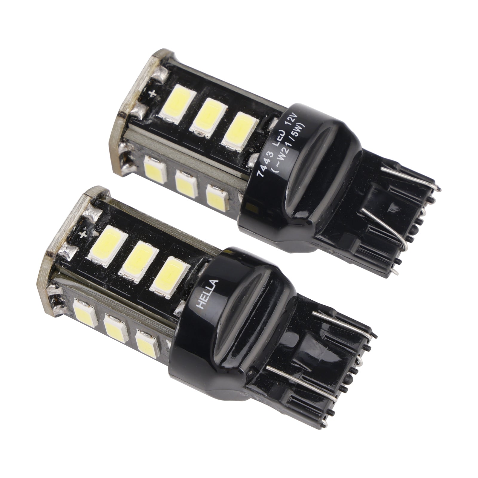 Juego de 2 bombillas LED de repuesto HELLA 7443W Wedge T5 12V 3W W21/5W 6000K