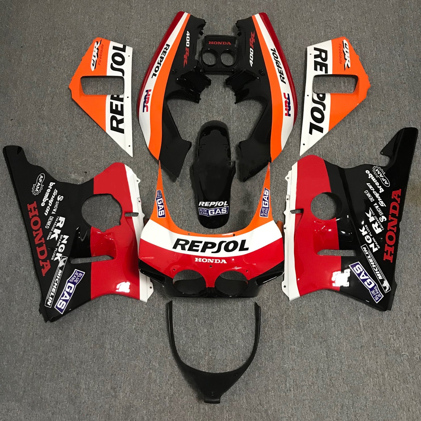 Amotopart Honda CBR400RR NC23 1987-1989 Kit de carenado de carrocería de plástico ABS