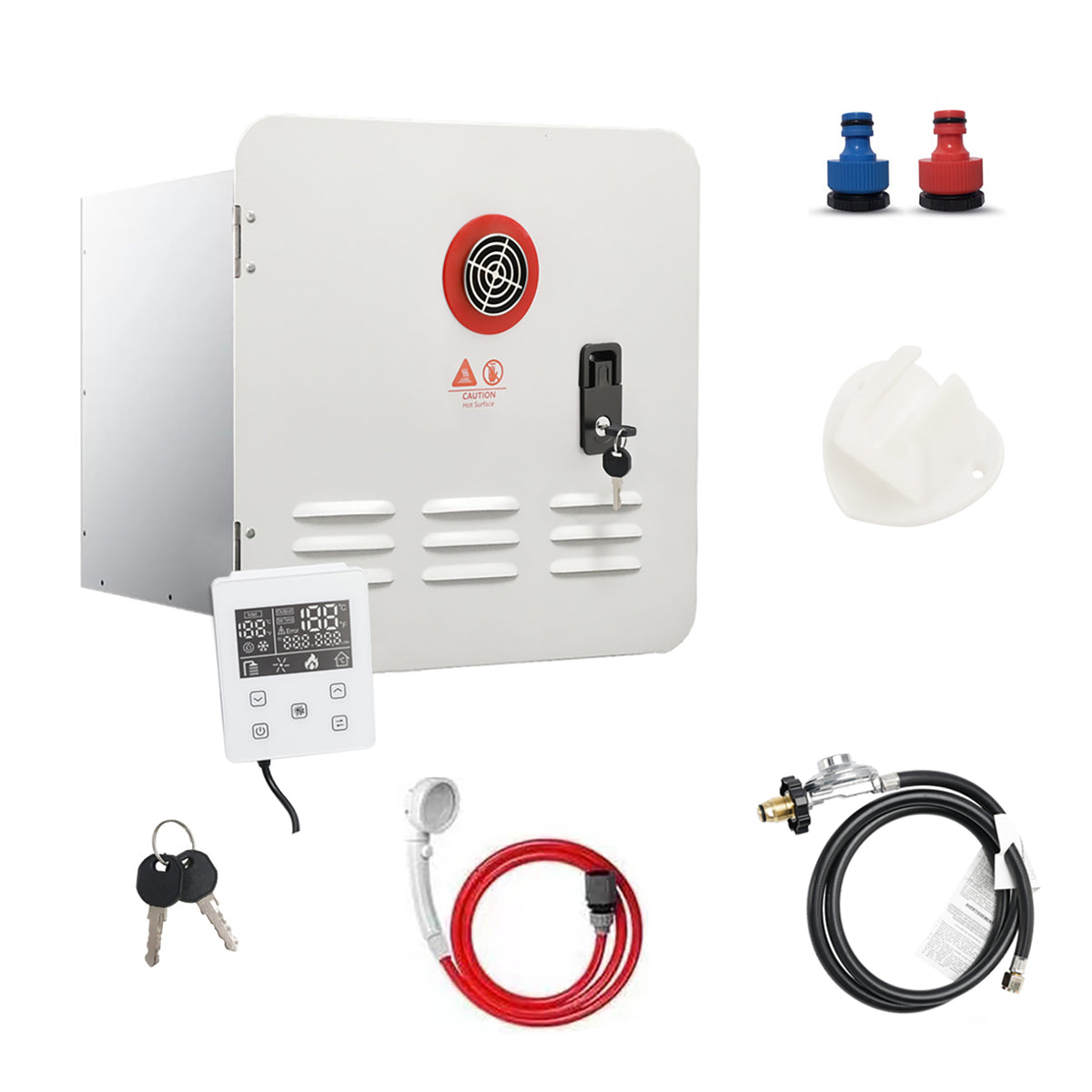 Chauffe-eau sans réservoir pour camping-car au propane 65 000 BTU avec contrôleur et accessoires de douche
