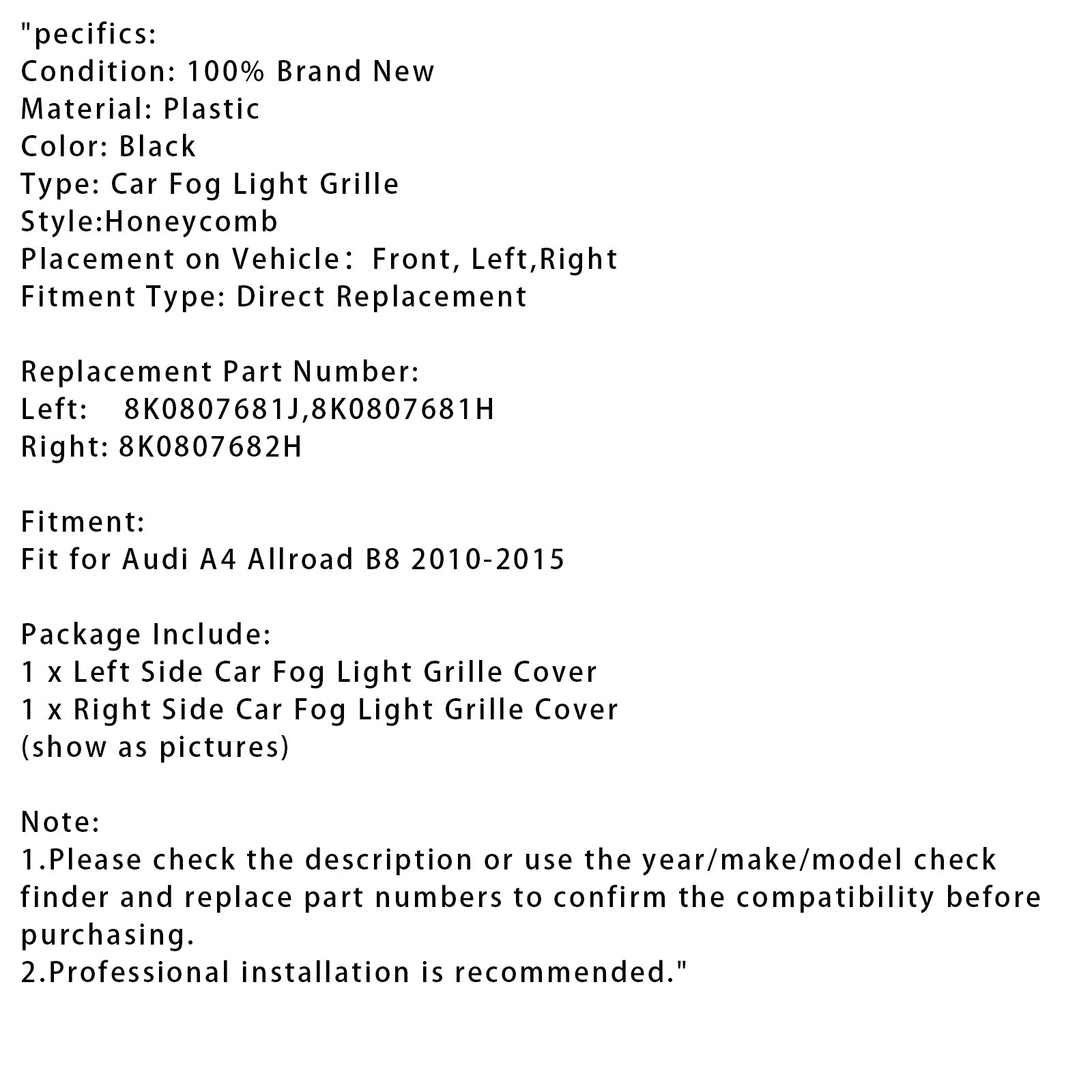 Strong nesting mist beschermend rooster voor bumper Audi A4 Allroad B8 2010-2015, zwart