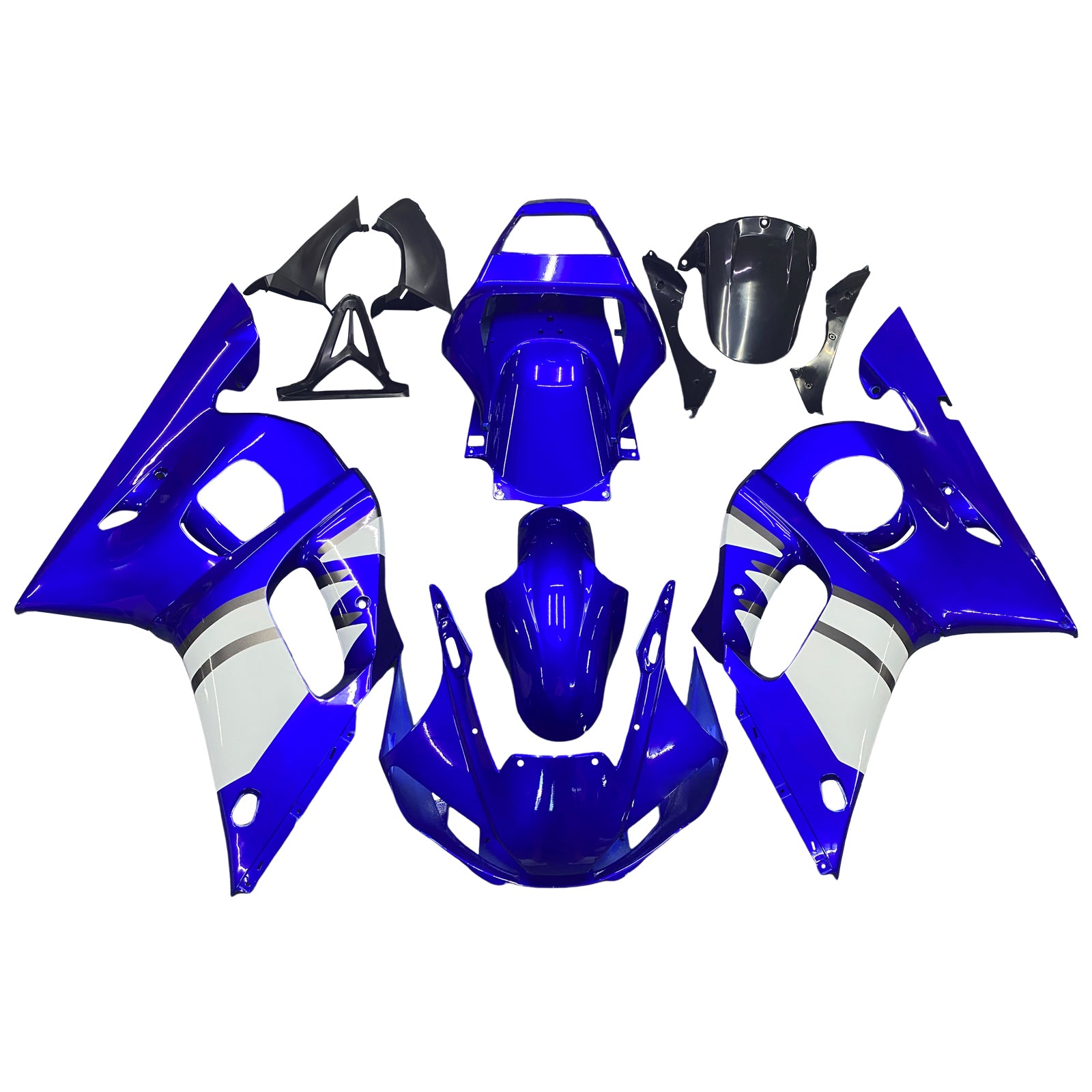 Kit de carénage en plastique ABS moulé par injection bleu et blanc pour Yamaha YZF R6 1998-2002