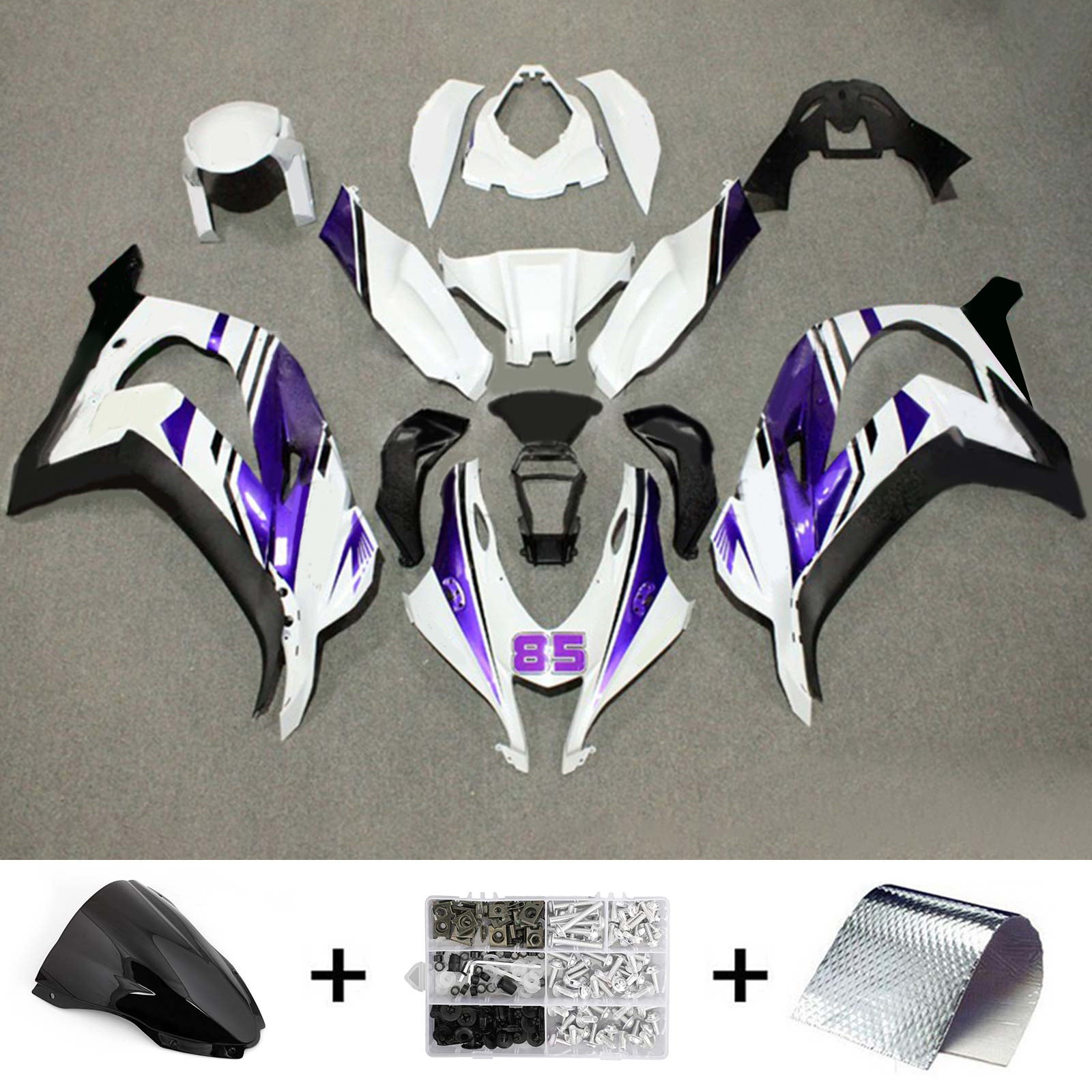 Kit de carénage en plastique ABS injecté compatible avec Kawasaki ZX10R 2016-2020