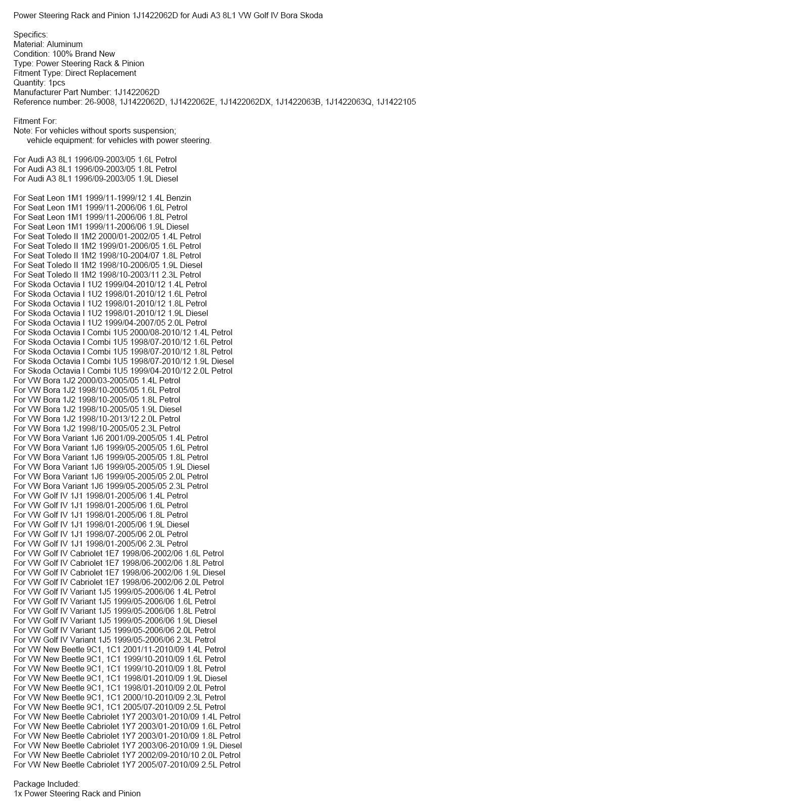 Benzinemogelijke achtervolging benzine 1J1422062d voor VW Nieuwe Beetle 9C1, 1C1 2.5 L (2005/07-2010/09)