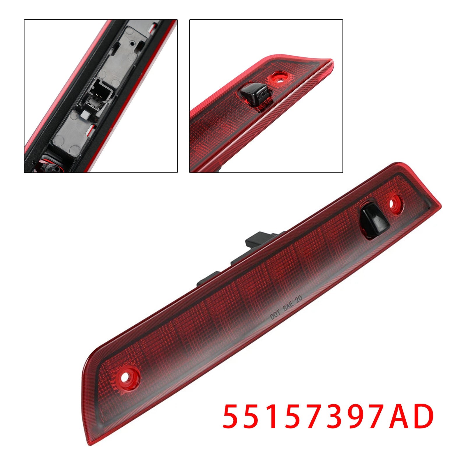 Tercera luz de freno LED roja para Jeep Grand Cherokee 2005-2010 (55157397AD)