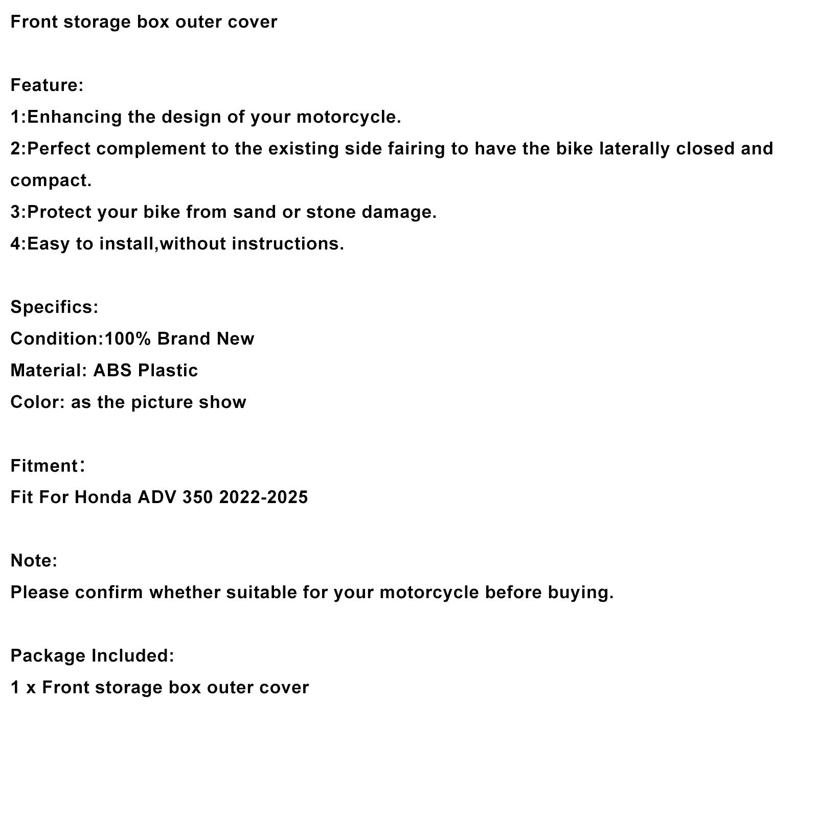 Copertura esterna per vano portaoggetti anteriore per Honda ADV 350 (2022-2025)