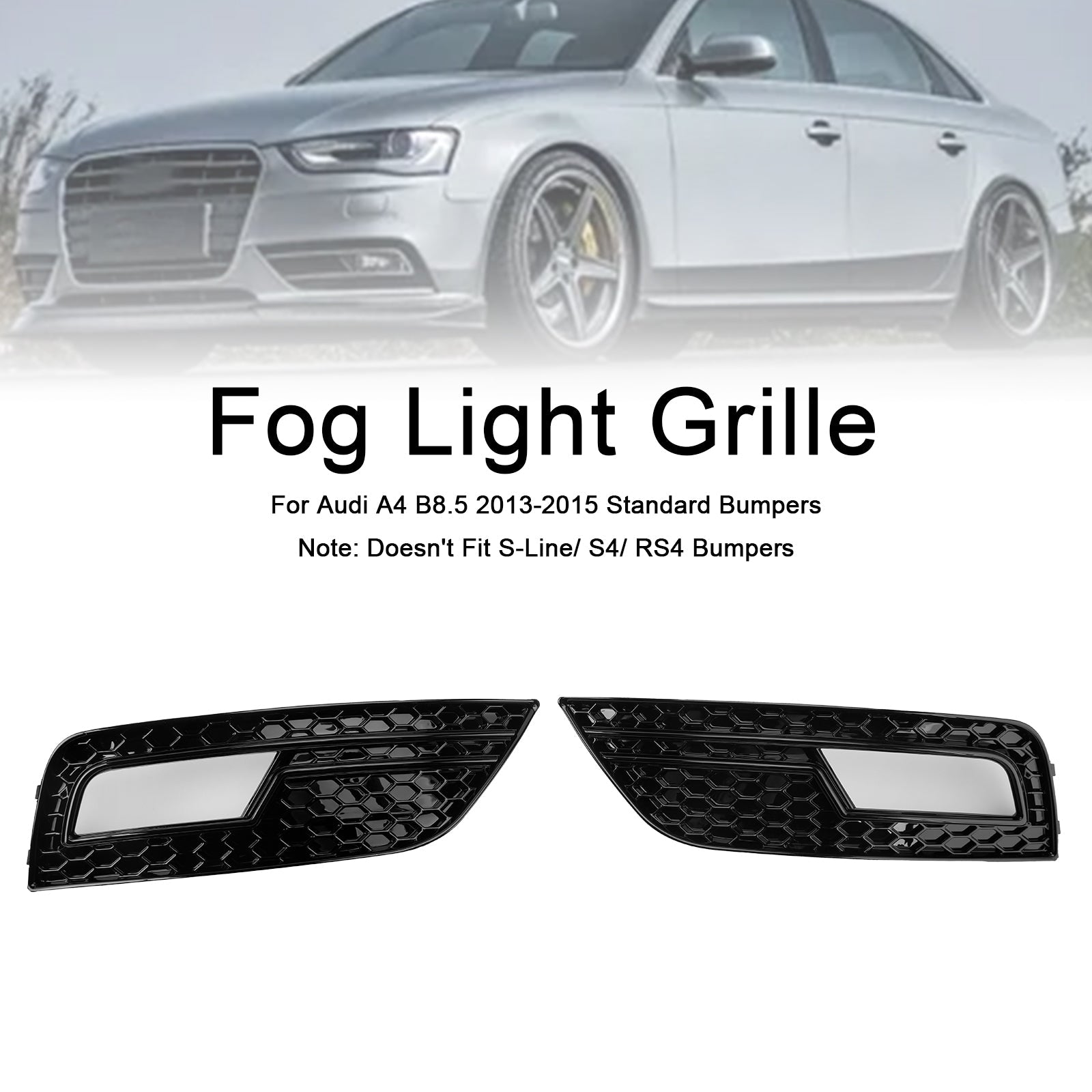 Grid di protezione nera per audi A4 B8.5 2013-2015 Fog Lights, Burmper standard