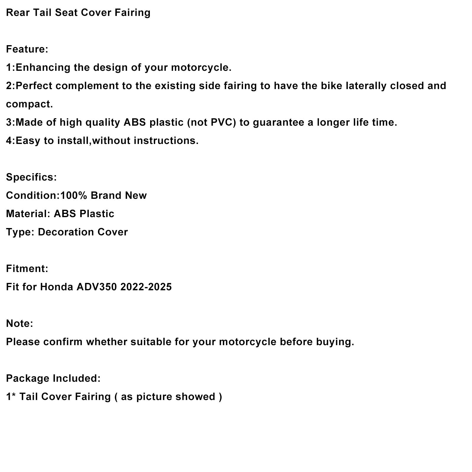 Carénage de selle arrière pour Honda ADV350 (2022-2025)