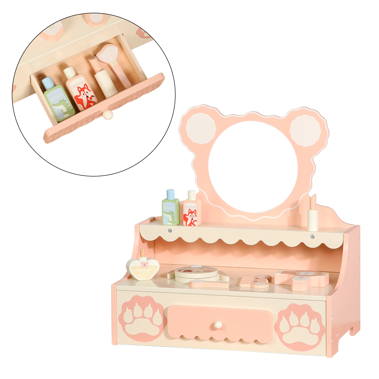 Zestaw do makijażu dla dzieci z lusterkiem i szufladami – toaletka i zabawka do makijażu dla dziewczynek, idealny prezent dla dziewczynek