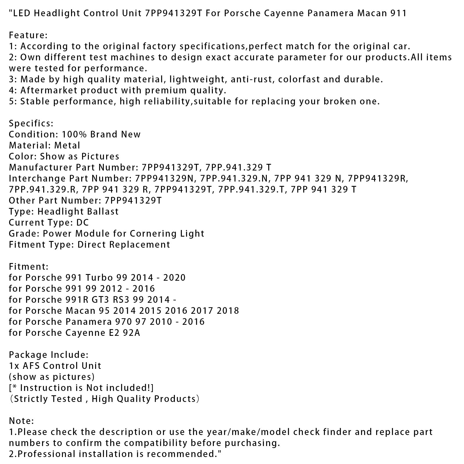 Sterownik reflektorów LED 7PP941329T do Porsche Macan 95 (2014-2018)