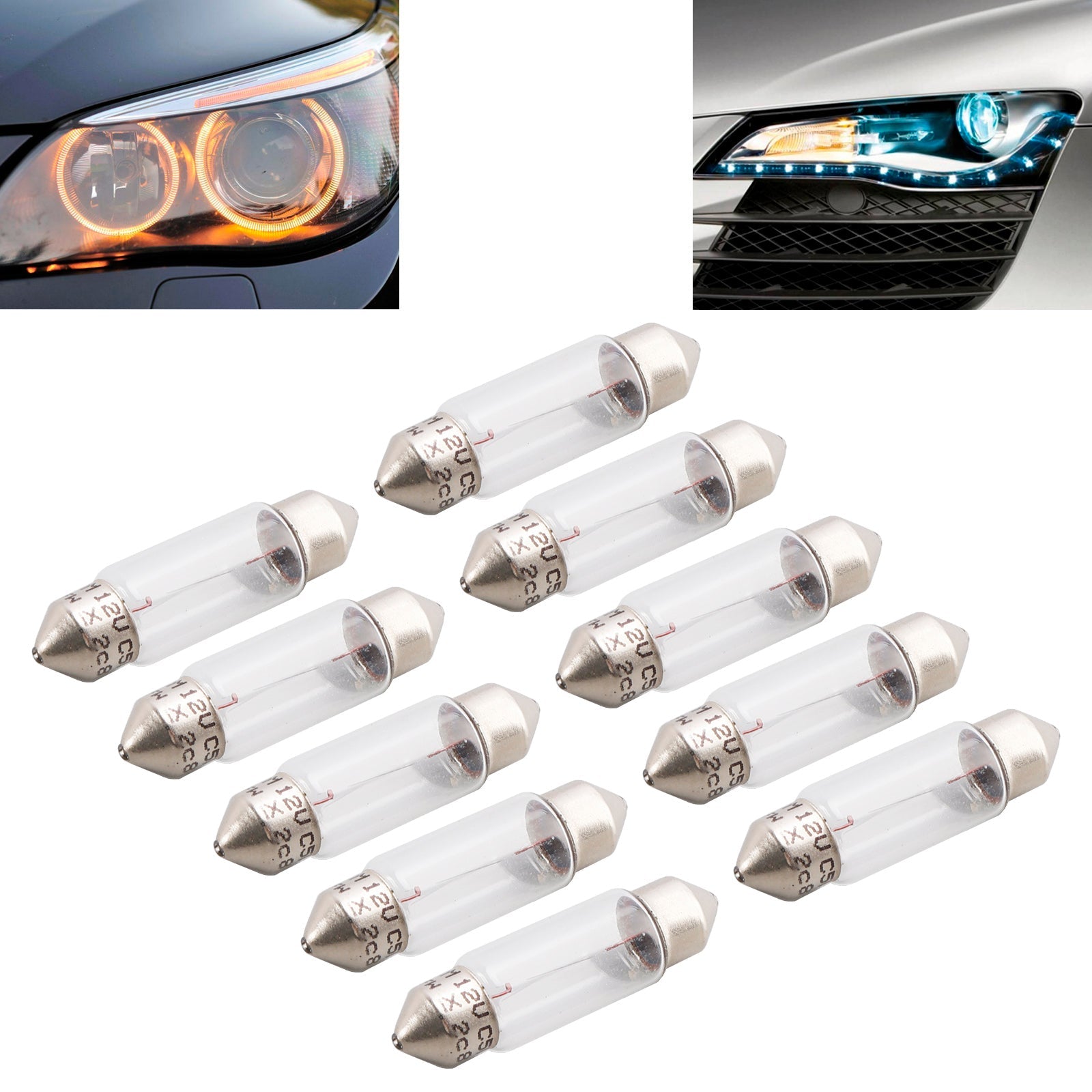 LÄHETÄ 10 putkimaisesta lampusta autovalaistukseen C5W SV8,5 36 mm 6418 12 V 5 W OSRAM: lle