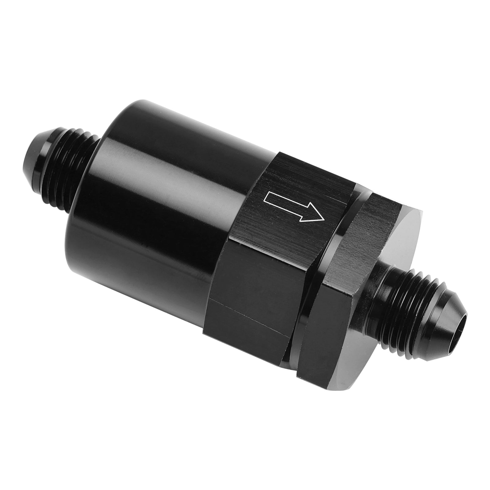 Adaptateur de filtre en ligne AN6 noir pour systèmes de carburant avec élément filtrant de 30 microns
