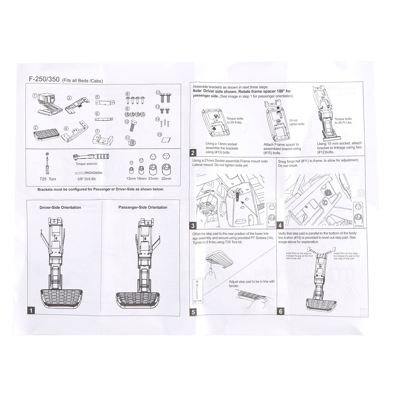 Passaggio laterale retrattile 75413-01a per Ford F250 F350 Super Duty 2017-2022