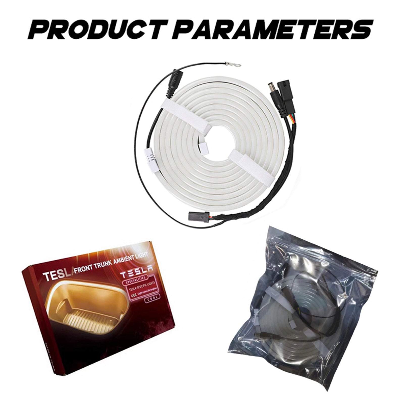 Bande lumineuse LED d'ambiance pour coffre avant, couleur chaude, pour Tesla Model 3/Y/S/X