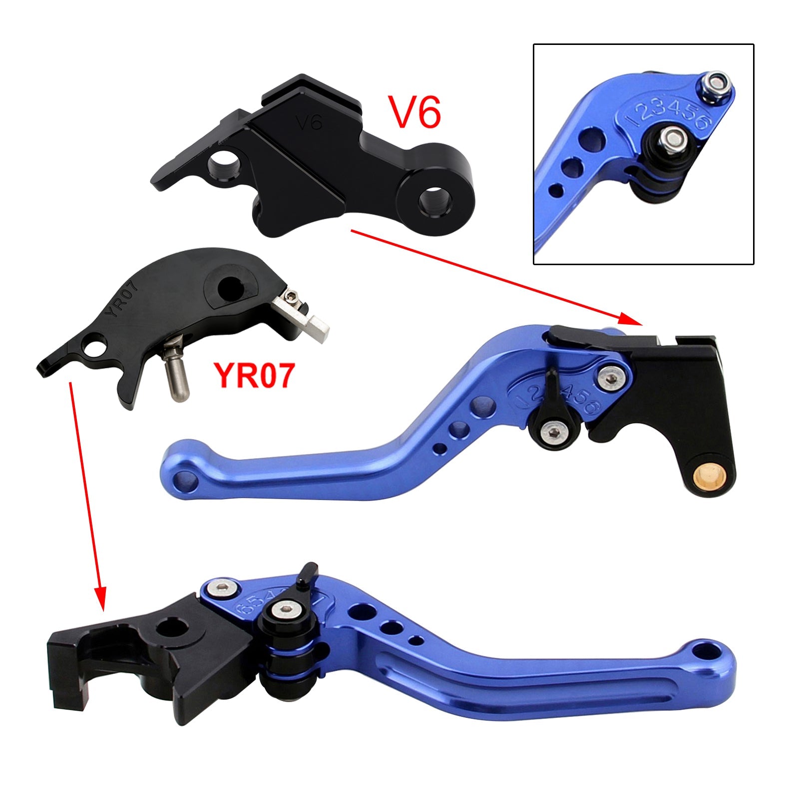 Nouveau levier de frein et d'embrayage court compatible avec YAMAHA XSR900 XSR900GP MT-09 MT-09SP 24-25