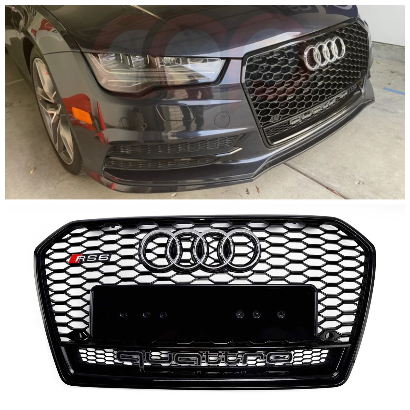 2016 2017 2017 Highing Front Grille RS6 Noir per Audi A6 C7/C7PA Restyled