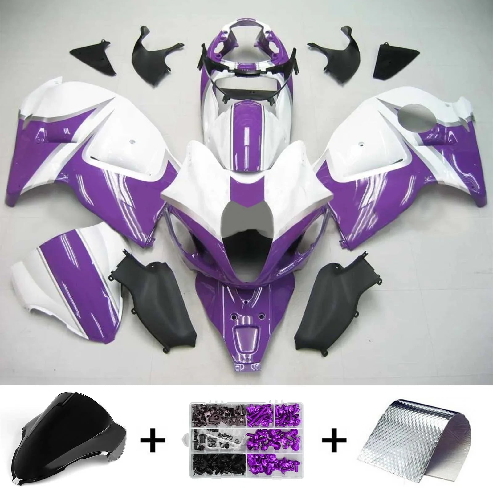 Amotopart Suzuki Hayabusa GSXR1300 1999-2007 Kit Carénage Carrosserie Plastique ABS