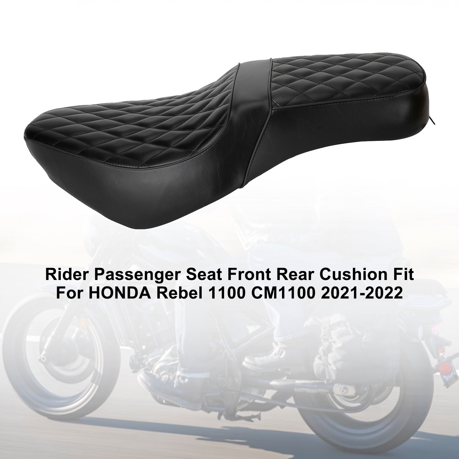 2021-2022 HONDA Rebel 1100 CM1100 Cojín completo para asiento de pasajero, negro mate