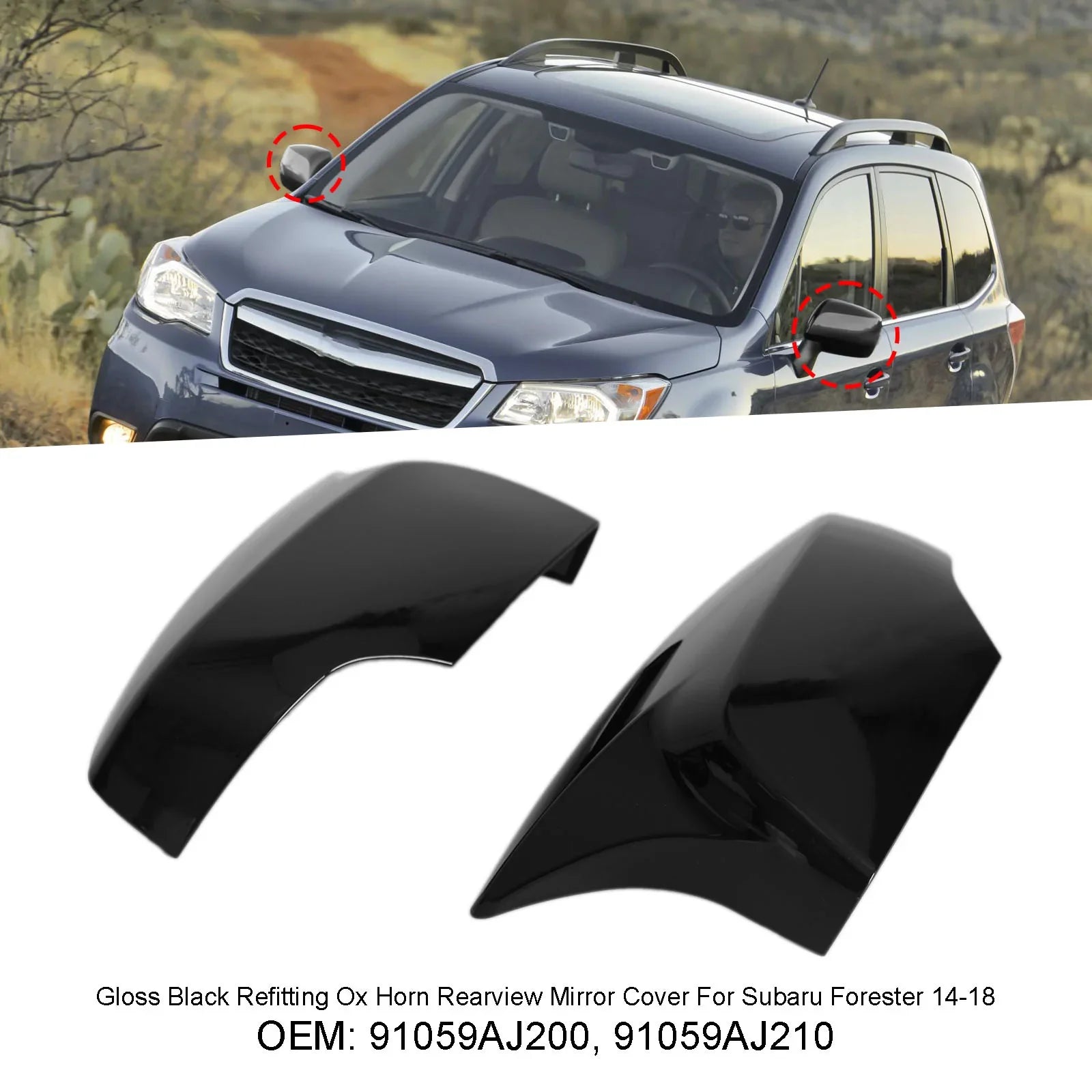 Copertura specchio in corno di bue nero lucido per Subaru Forester 14-18 Generico