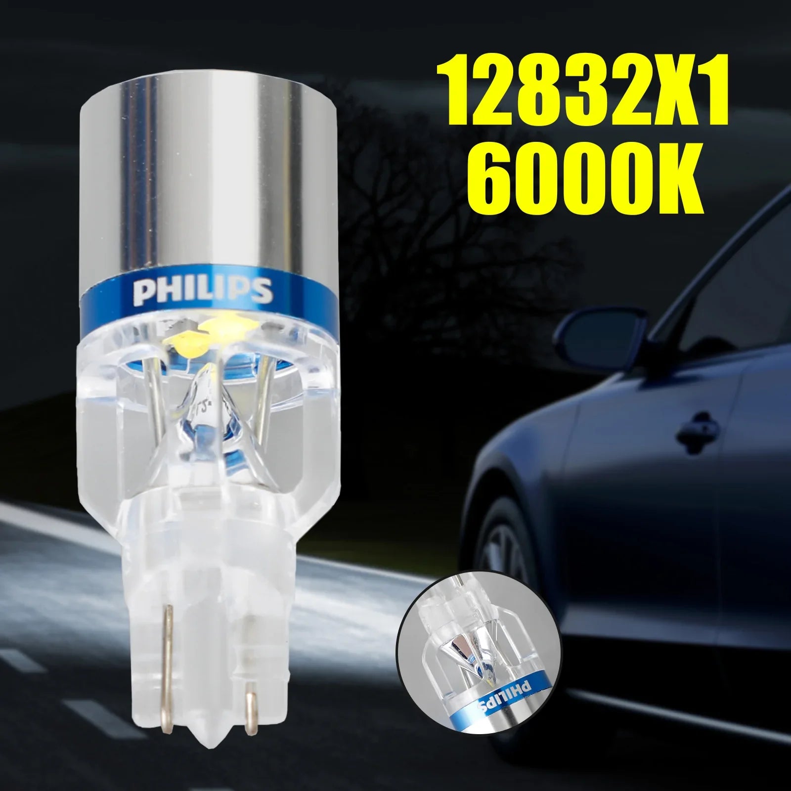 Para Philips 12832X1 Coche x-treme Ultinon LED T16 12V3W 200LM 6000K W2.1 * 9.5D