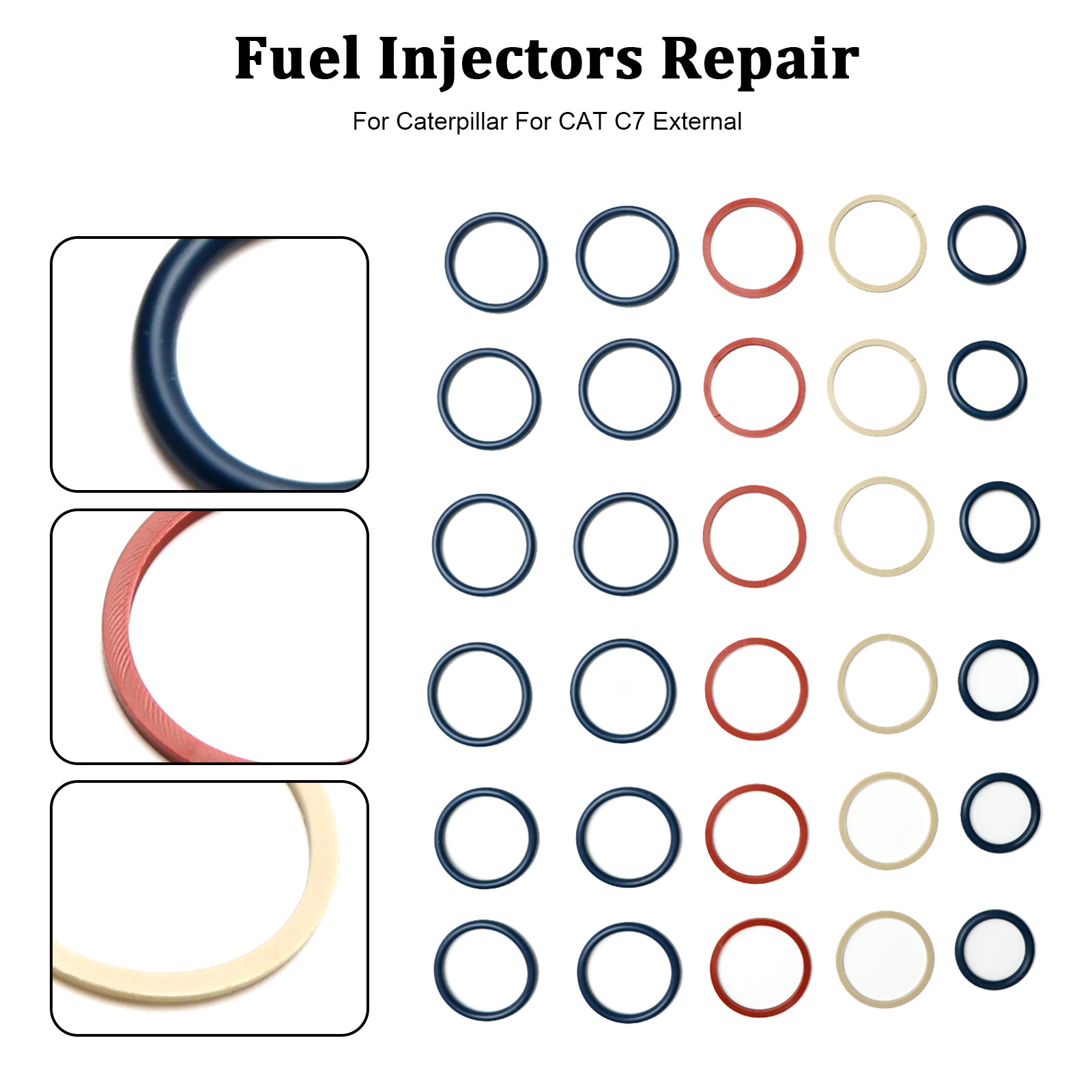 Kit O-ring iniettore carburante 6 pezzi per Caterpillar C7 Fit CAT C7 esterno