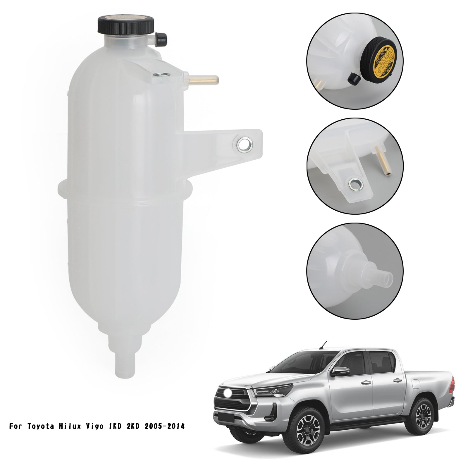 Depósito de refrigerante de botella de desbordamiento de radiador para camioneta genérica Toyota Hilux Vigo 2KD 2005-14