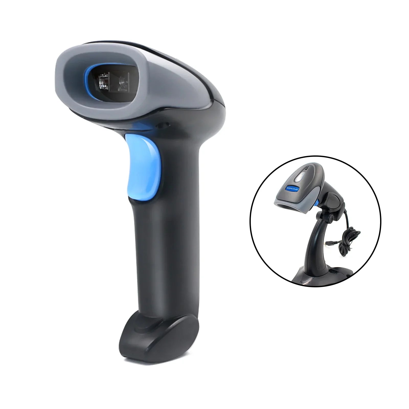 Lettore di codici a barre per scanner laser USB automatico con pistola portatile 2 In1 2D + 1D con supporto