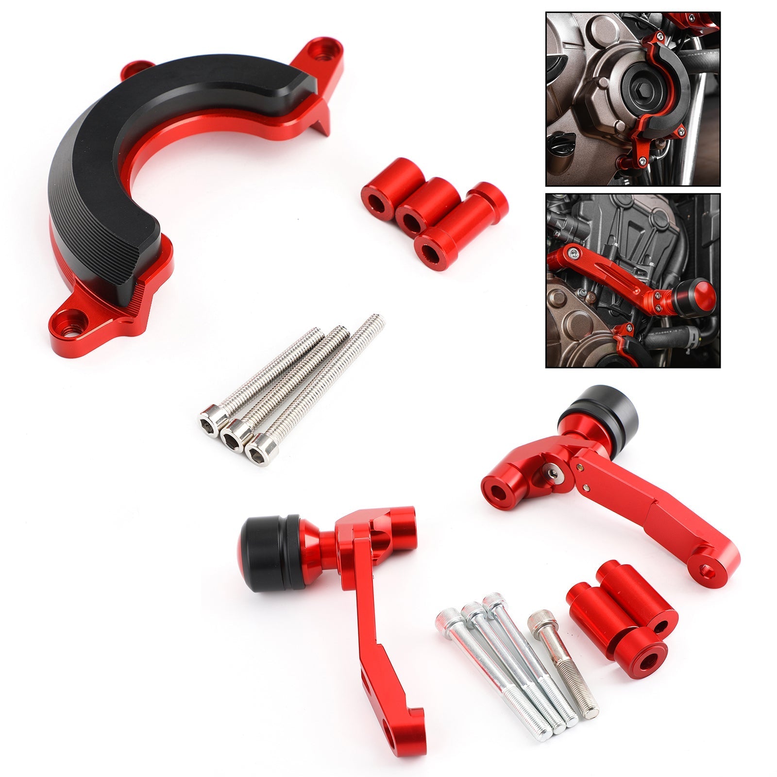 Engine Frame Sliders Crash Protectors Kit for Honda CB650R 2019-2021 Red