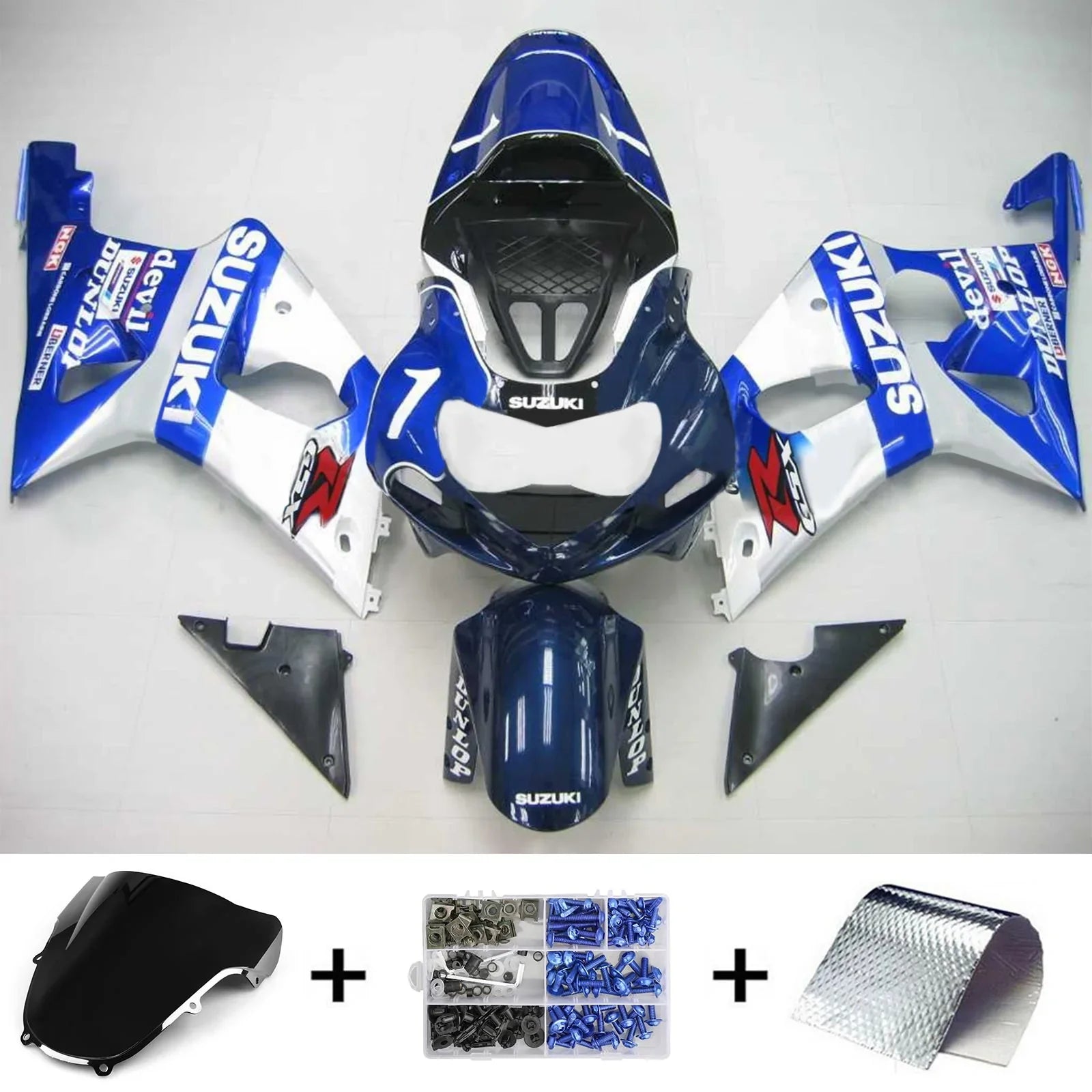 Amotopart Suzuki GSXR1000 2000-2002 Kit de carénage K1 K2