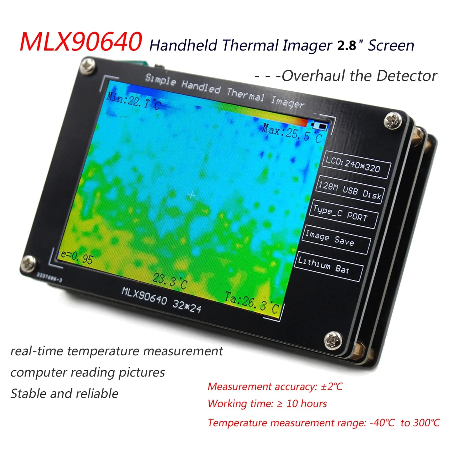 MLX90640 Caméra 'imagerie thermique à imageur thermique 2,8" pour les réparations électroniques