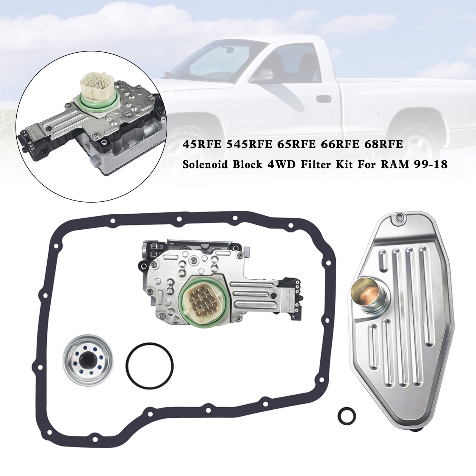 RAM 1500 2011-2018 6 SP R/4WD V8 4.7L 5.7L 65RFE Kit de filtro de bloque solenoide 4WD