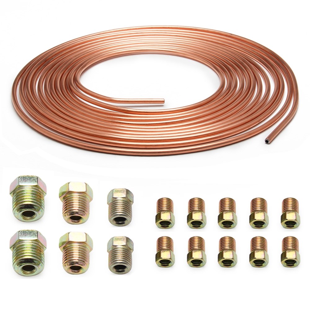 Kit de tubes de conduite de frein en cuivre nickel 3/16 OD 25 pieds rouleau de bobine toutes tailles raccords génériques