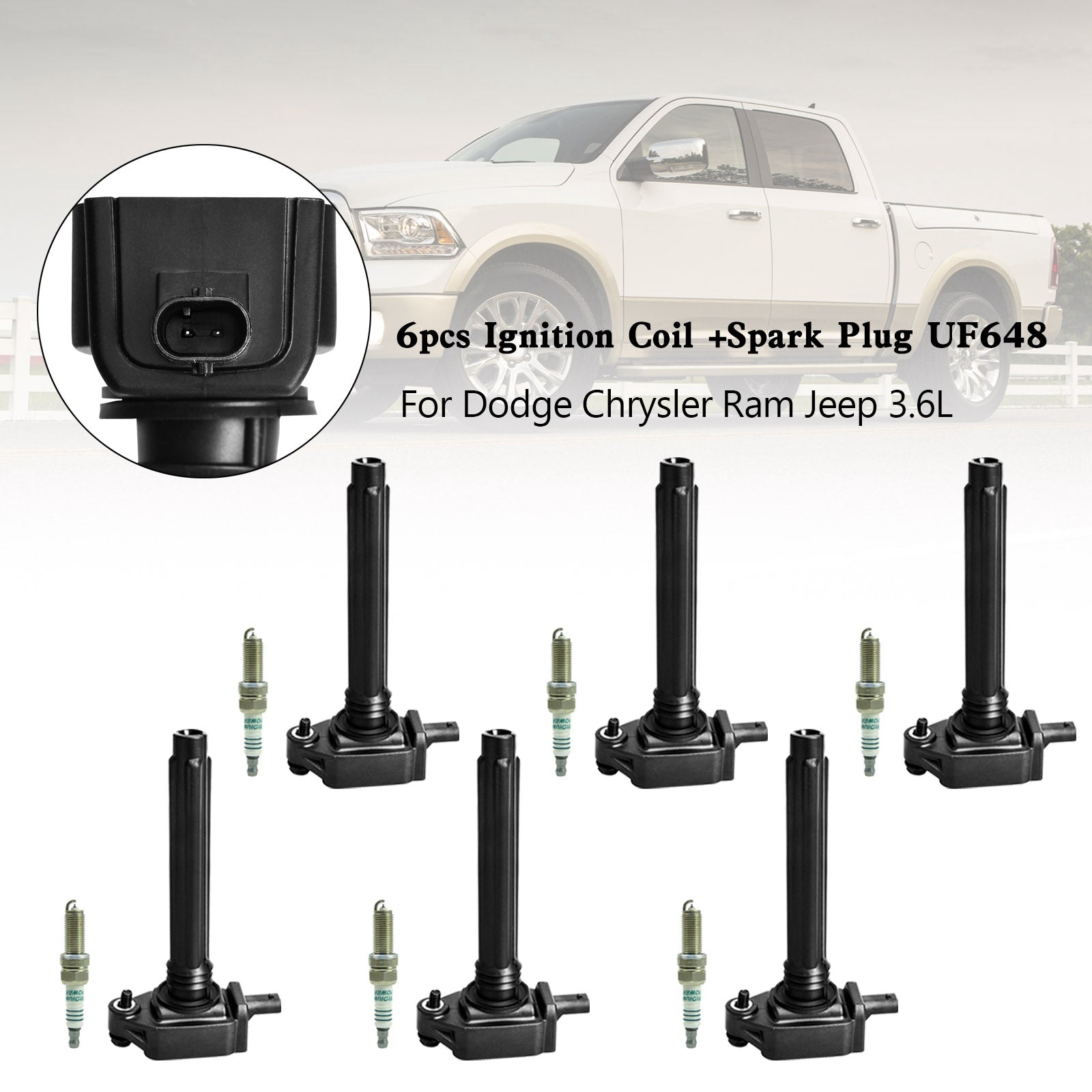 2011-2015 Dodge Durango 3.6L V6 6 stuks Bobine + UF648 Bougie