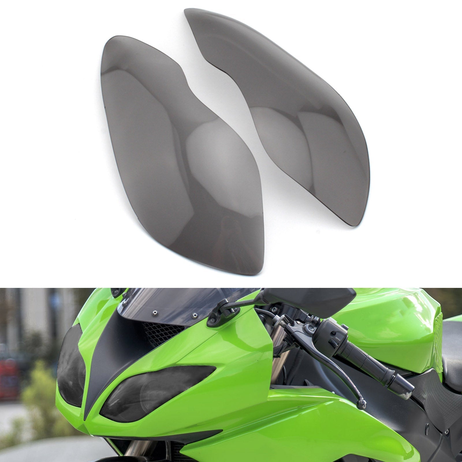 Osłona ochronna obiektywu przedniego reflektora pasuje do Kawasaki Zx-636R Zx-6R 09-18 Generic Smoke