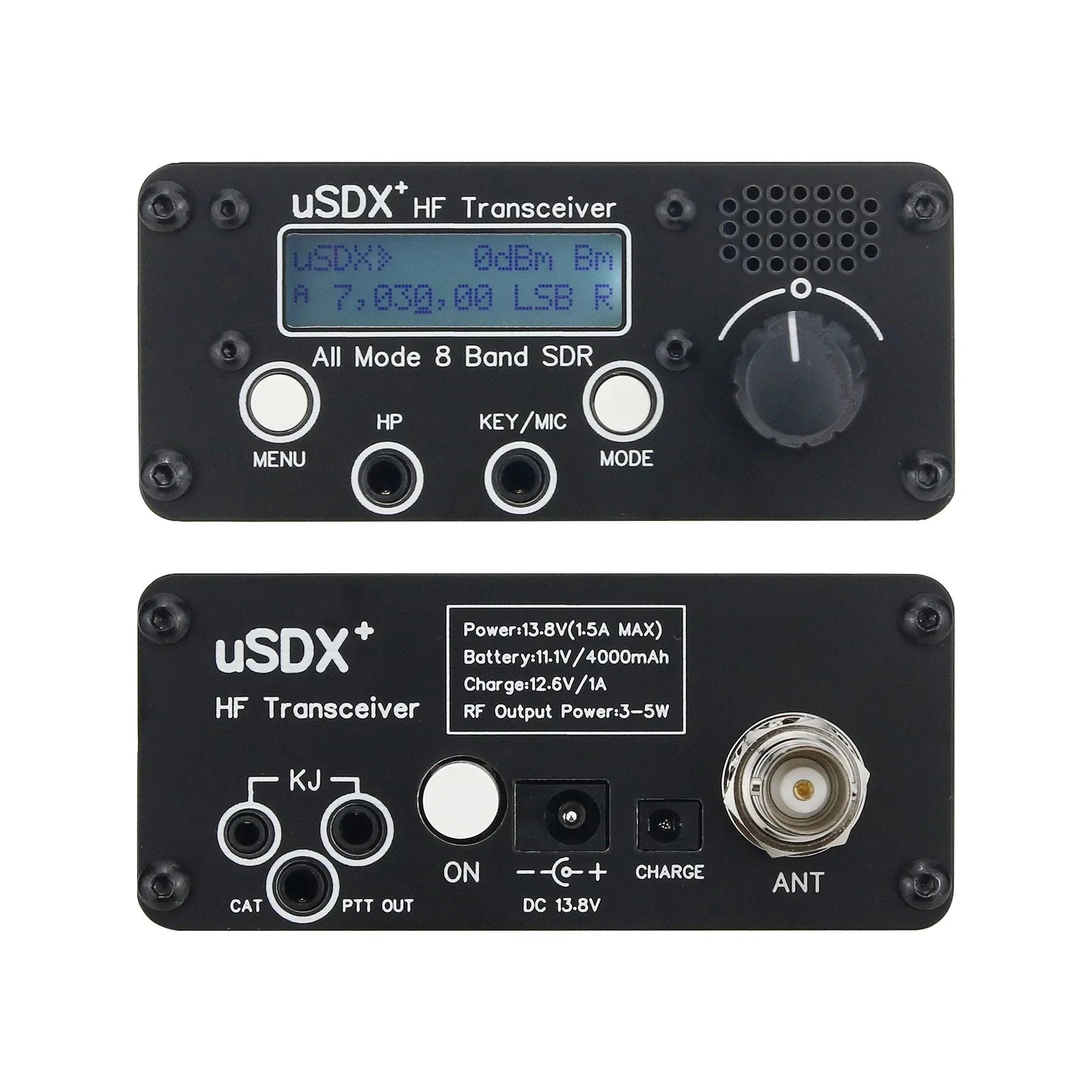 usdr usdx+ Plus Ricetrasmettitore Tutte le modalità Radio HF a 8 bande con adattatore di alimentazione Spina USA 