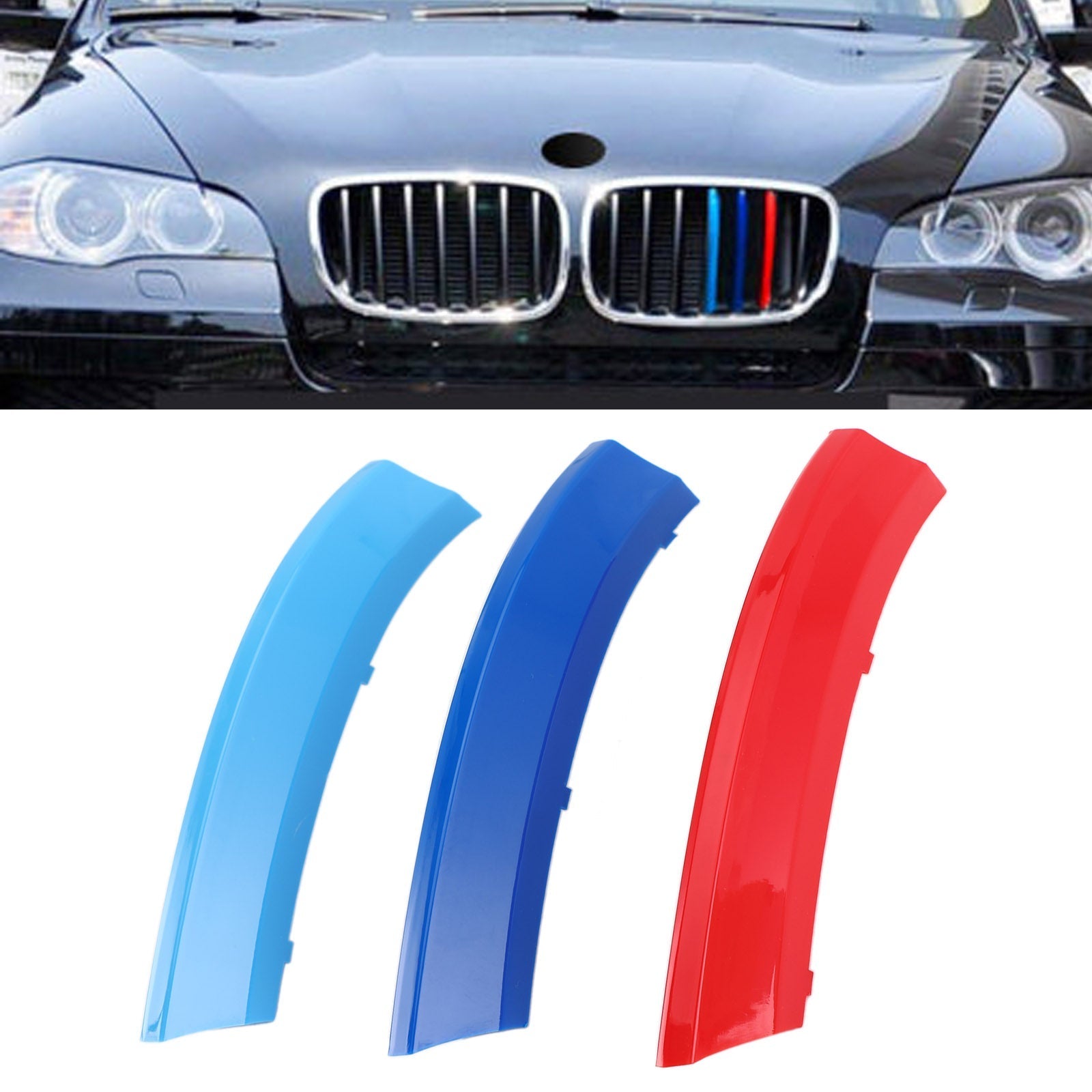 Bandes de couverture de calandre tricolores pour BMW X5 2008-2013 générique