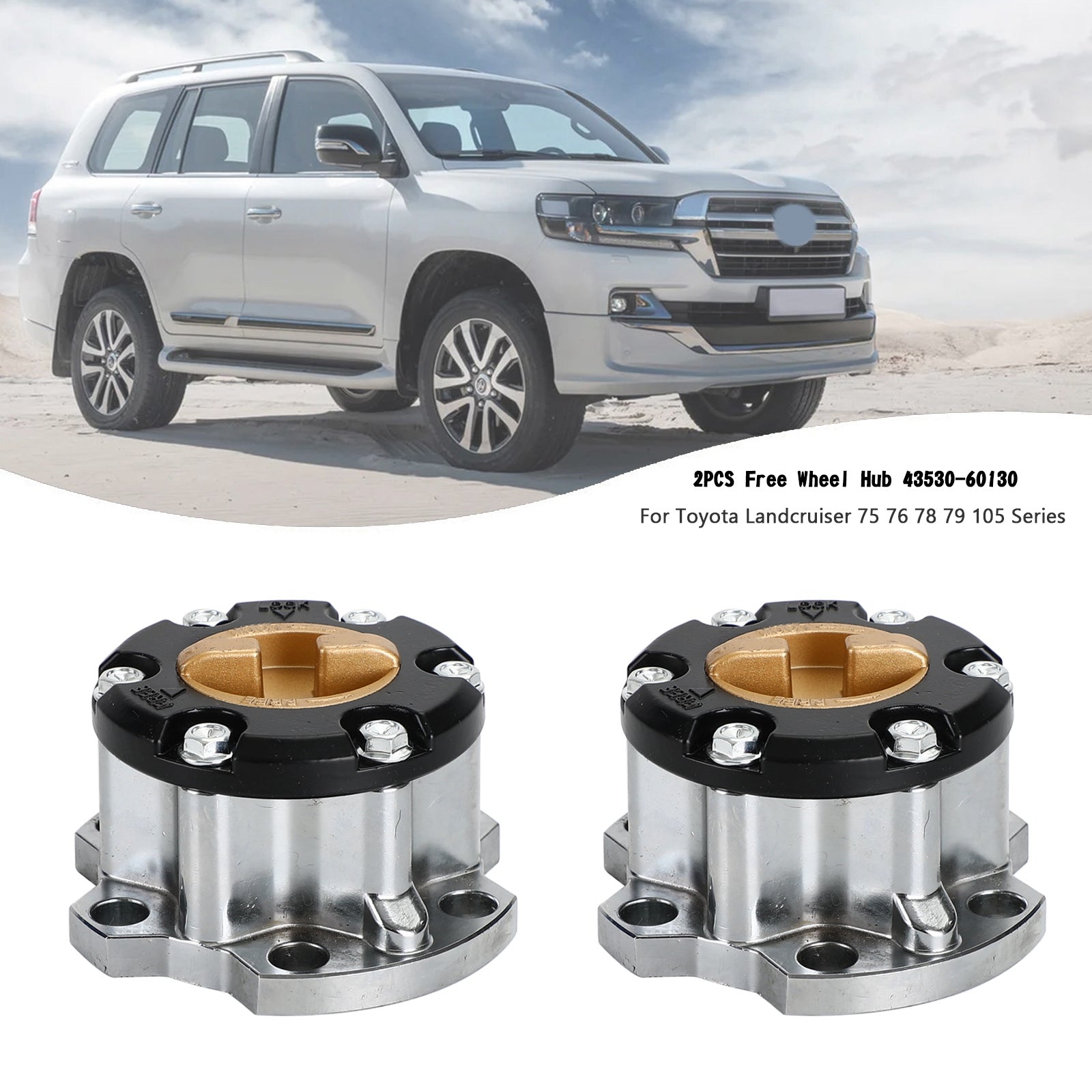 2x piasta wolnego koła 43530-60130 dla Toyota Landcruiser 75 76 78 79 105 Series Generic