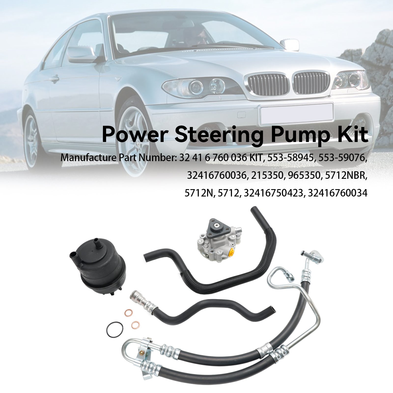 BMW E46 320i 323i 325i 328Ci 328i 330i 2001-2005 Kit de pompe de direction assistée